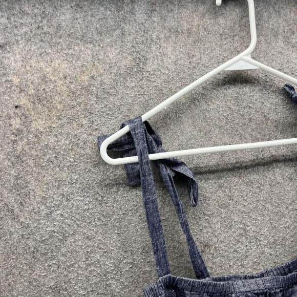 Theory Jumpsuit Womens 0 Blue Chambray Wide Leg Cropped Tie Strap Casual - Picture 8 of 10